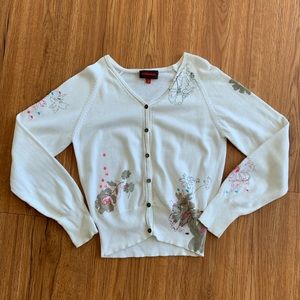 Catimini White Cardigan Floral Embroidery Size 12